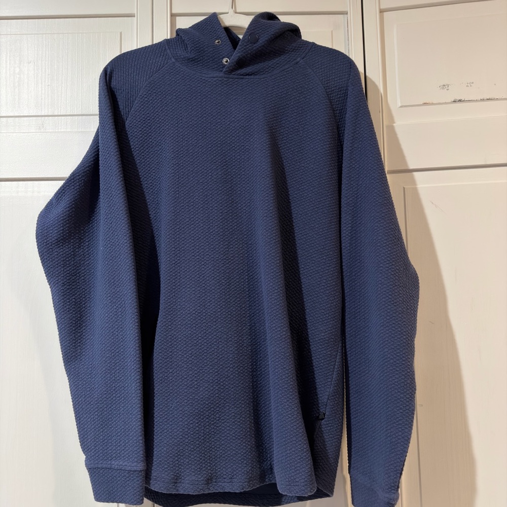 Men's Swannies Golf Navy Waffle Knit Hooded Pullover size L